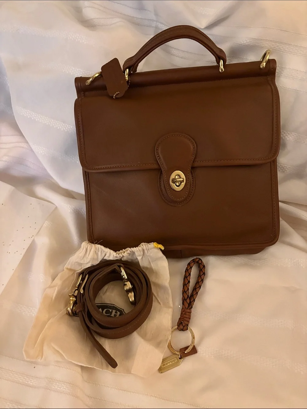 Coach Brown Leather Structured Satchel with Top Handle